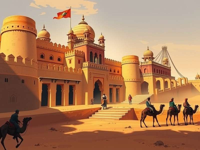 Sands Dominators Key Art showing Rajasthani fort in Thar Desert with camel caravans
